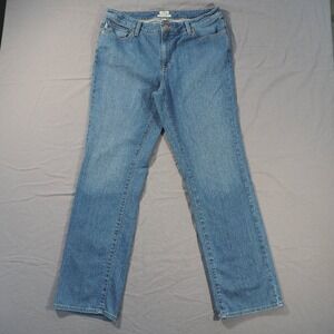 LL Bean Jeans Womens 14 Favorite Fit Blue Denim Straight High Rise Relaxed Work